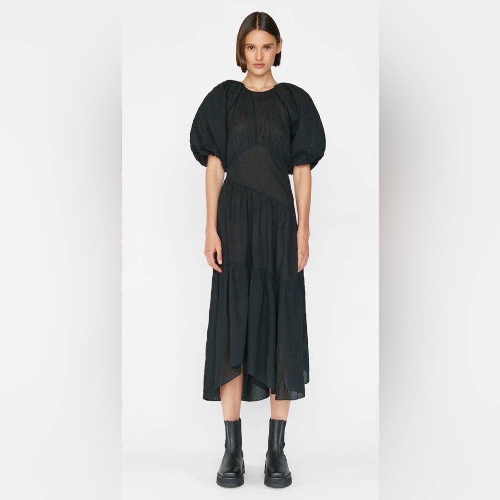 BNWT Frame Gathered Seam Puff Sleeve Dress Size Extra Small